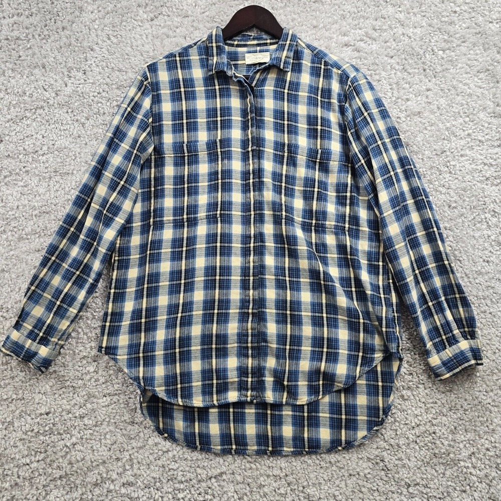 Denim & Supply Womens Plaid Button Up Shirt‎ Blue Size Large Long Sleeve Casual